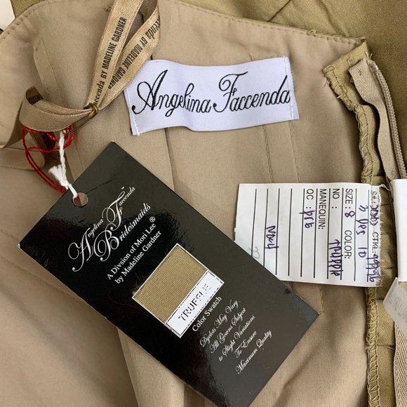 ANGELINA FACCENDA 8 DRESS NWT BRIDESMAIDS BY MORI LEE GOLD 20202 MIDI - Picture 5 of 9